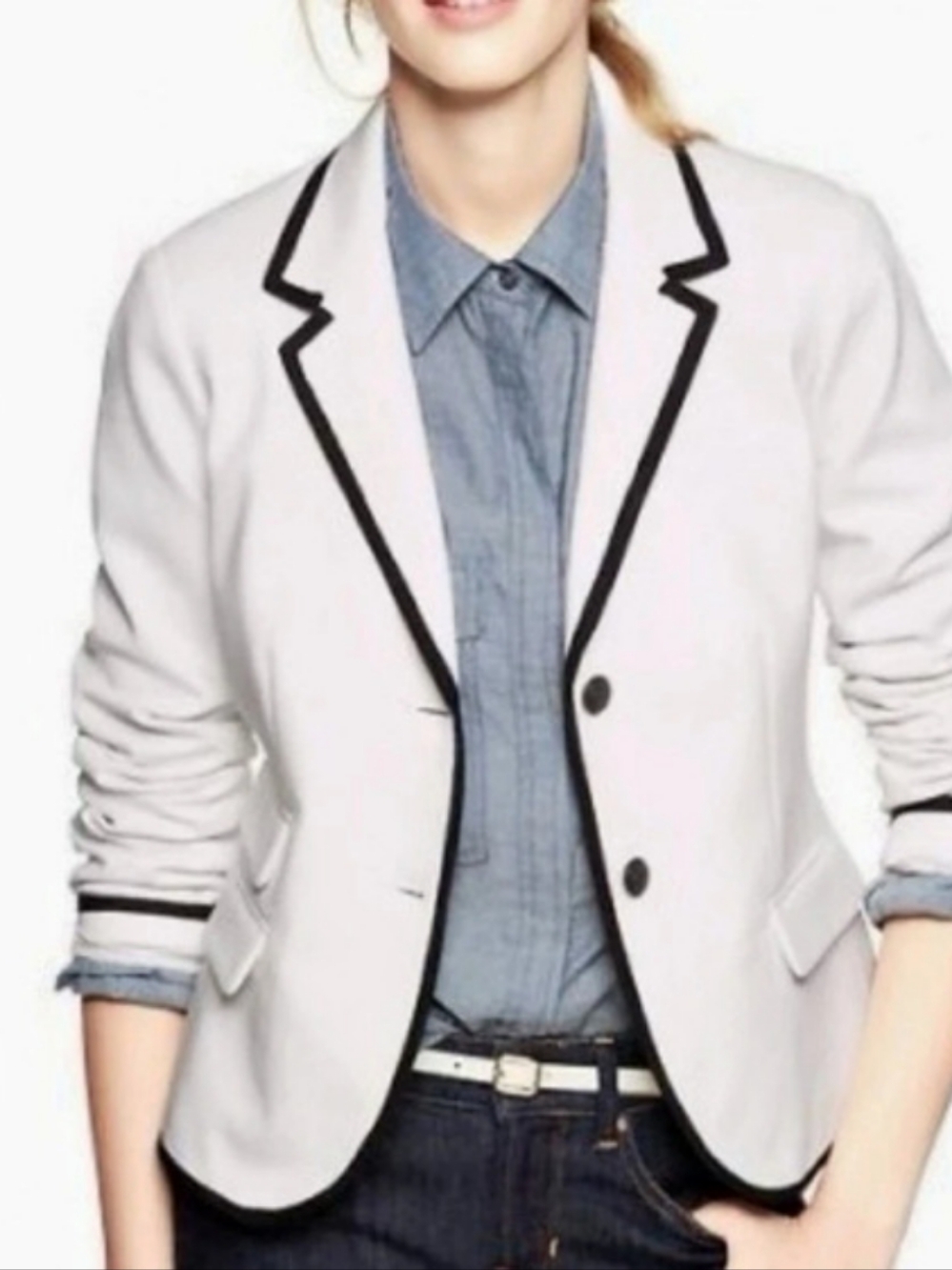 Gap The Academy Blazer Color Block Blazer in White 🤍 & Black 🖤 Size 8